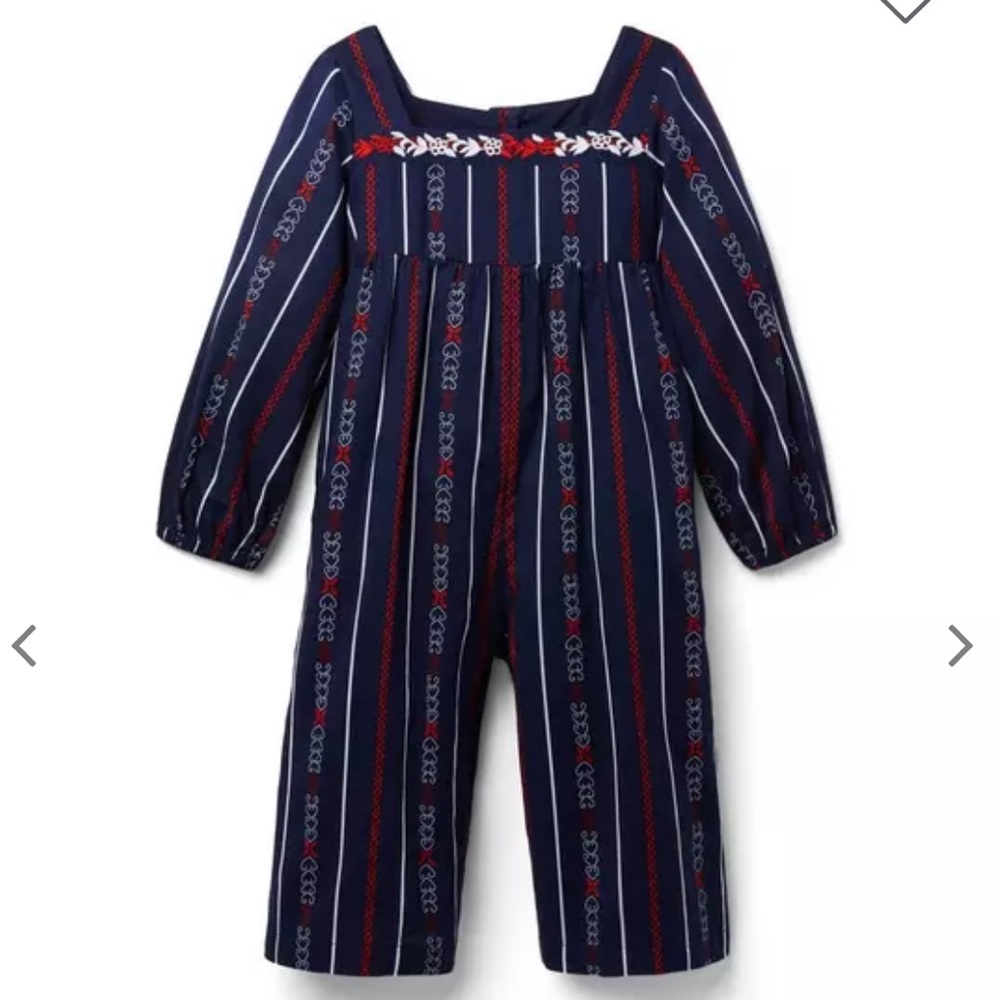 Janie and Jack Merchant Marine Wide Leg Embroidered Jumpsuit
